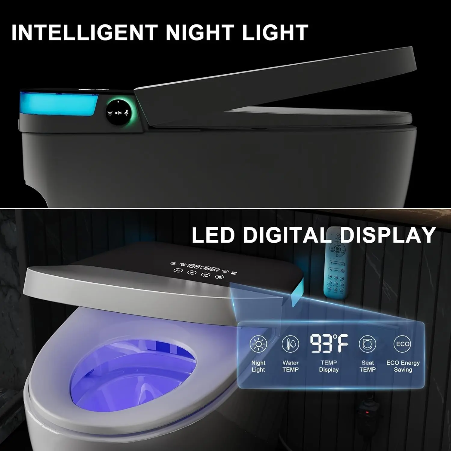 

Smart Toilet with Built-In Bidet, Warm Water Sprayer and Dryer, Tankless One-Piece Electric Toilet with Heated Seat,, Custom