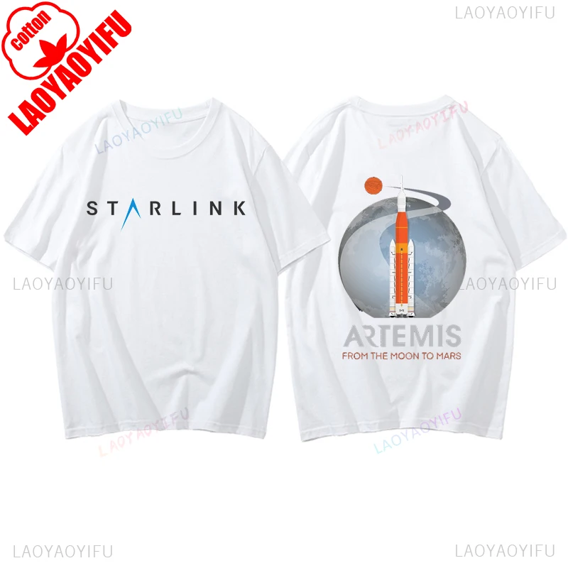 Hot Sale Starlink Explore Space Rocket Science Occupy Mars Tshirt Astronomy Printed Streetwear Fashion Casual Cotton Man T-shirt