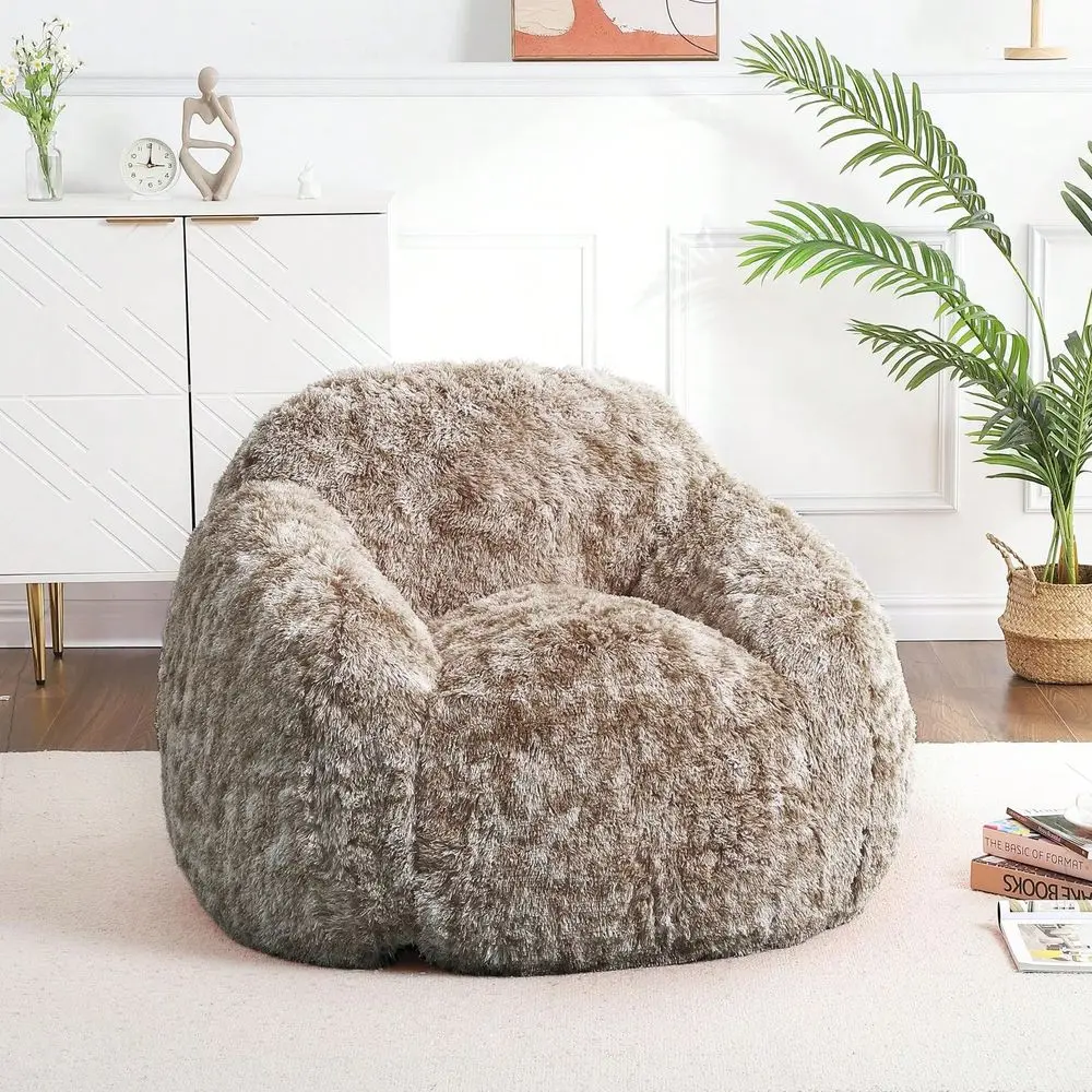 

Bag Chair, Adult Bean Bag Couch With Armrest, Soft Fluffy Faux Fur Beanbag Chair For Reading, Plush Lazy Sofa Floor Sofa For Liv
