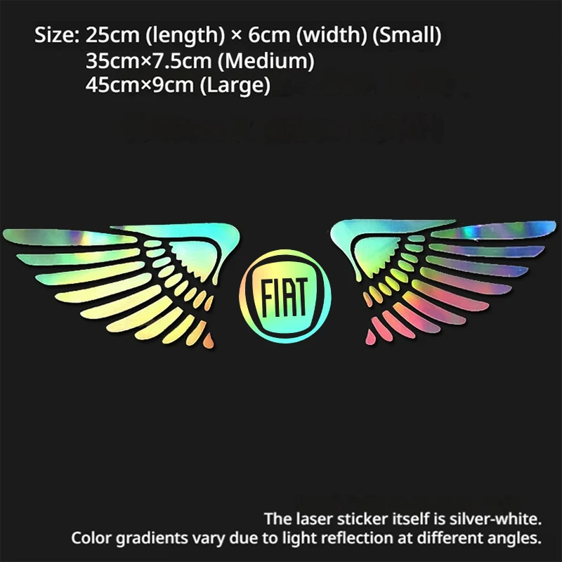 Laser Rainbow Angel Wings Car Decorative Sticker Laser Waterproof for Fiat Stilo Abarth 500 Ducato Tipo FR Punto