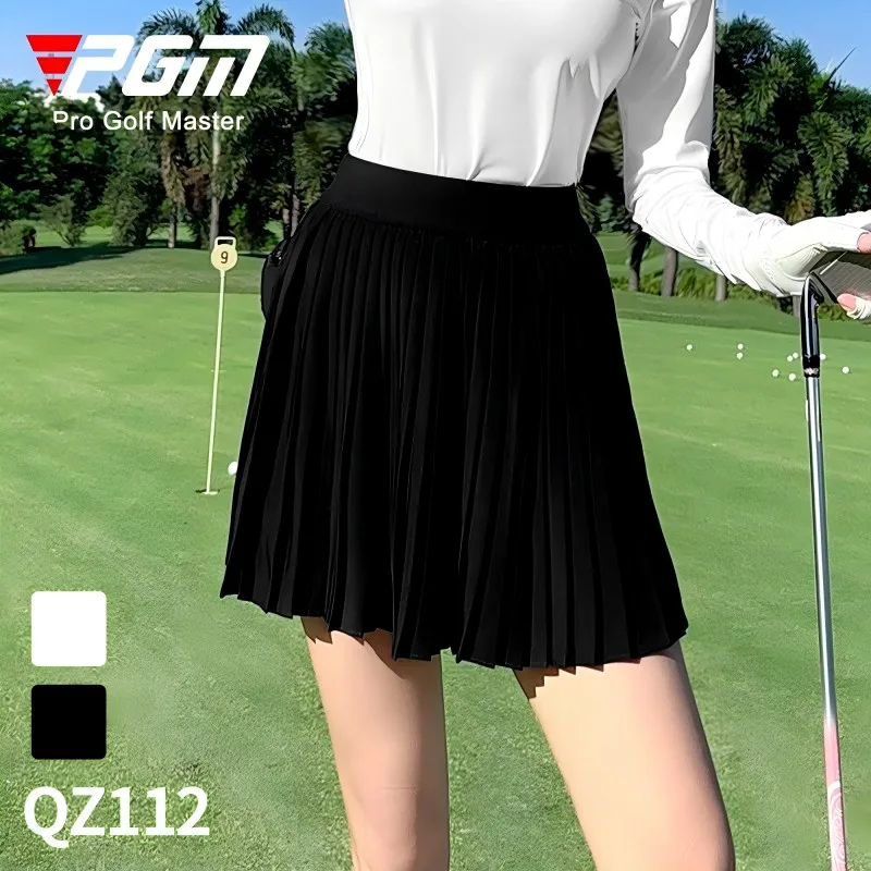 Pgm Golf Sports Casual Skirt Women Chiffon Slim Tennis Skorts Ladies High Waist Fashion Skirt with Inner Shorts Golf Sportswear