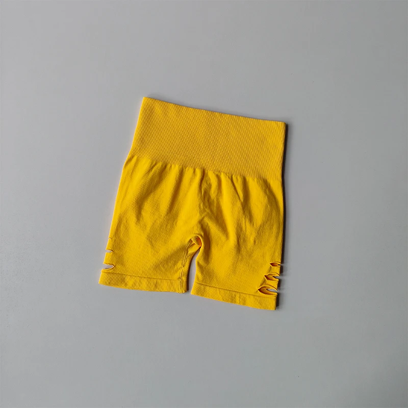 Pfirsichfarbene Sport-Shorts mit hoher Taille, dreiteilige Yoga-Hose für den Sommer, lichtdicht, schnelltrocknend, geeignet für Pilates und Fitness. – Detail 8