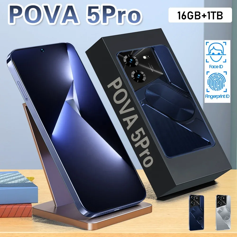 2024 wholesale Mobile Phone High Quality Android 13 Smart Cell Phone Pova 5 pro Hot Selling Original 16GB+1Tb 7.3 Inch HD OLED