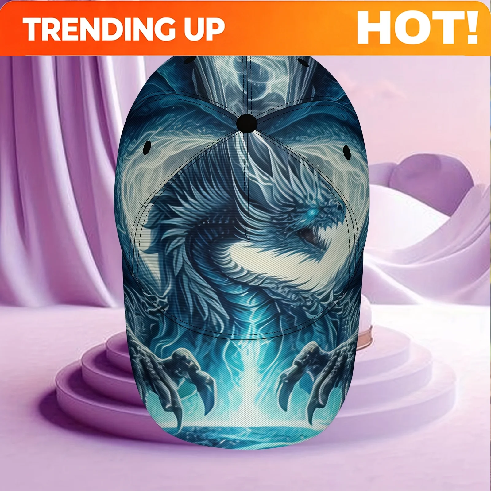 Customization A Baseball Cap Featuring A Soaring Dragon Design - Uniquely Styled For The Streets, Adjustable Size, Cool Pattern