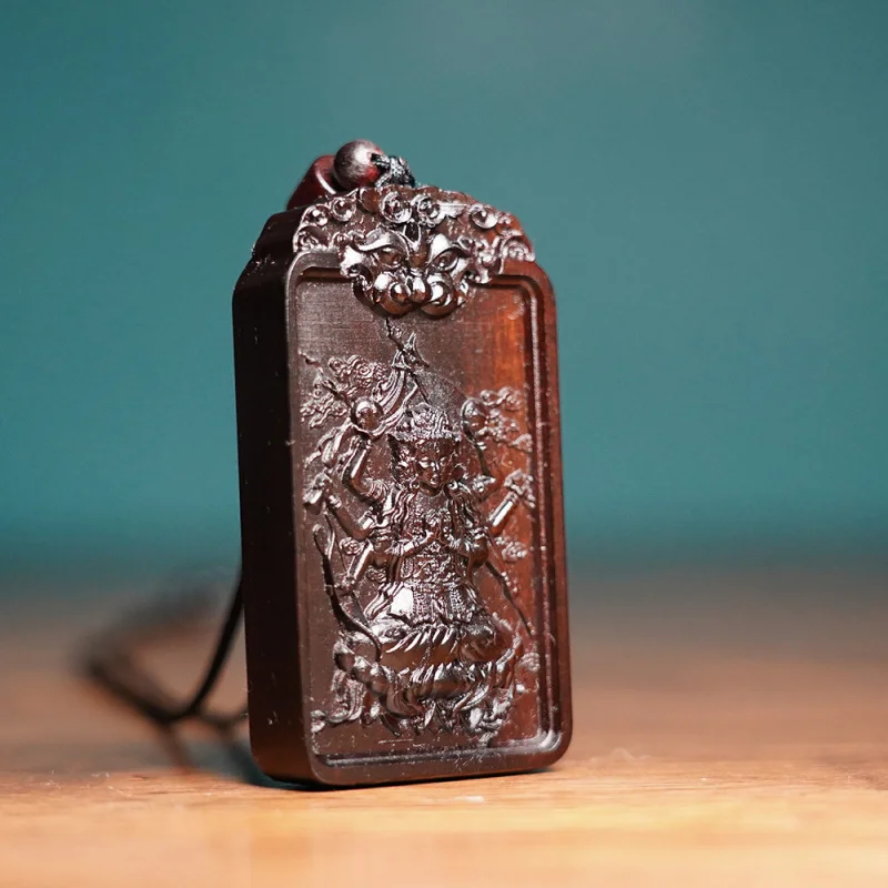 Natural lightning-struck jujube wood Doumu Yuanjun pendant, Three Heavens token, wooden carving, peace and tranquility amulet