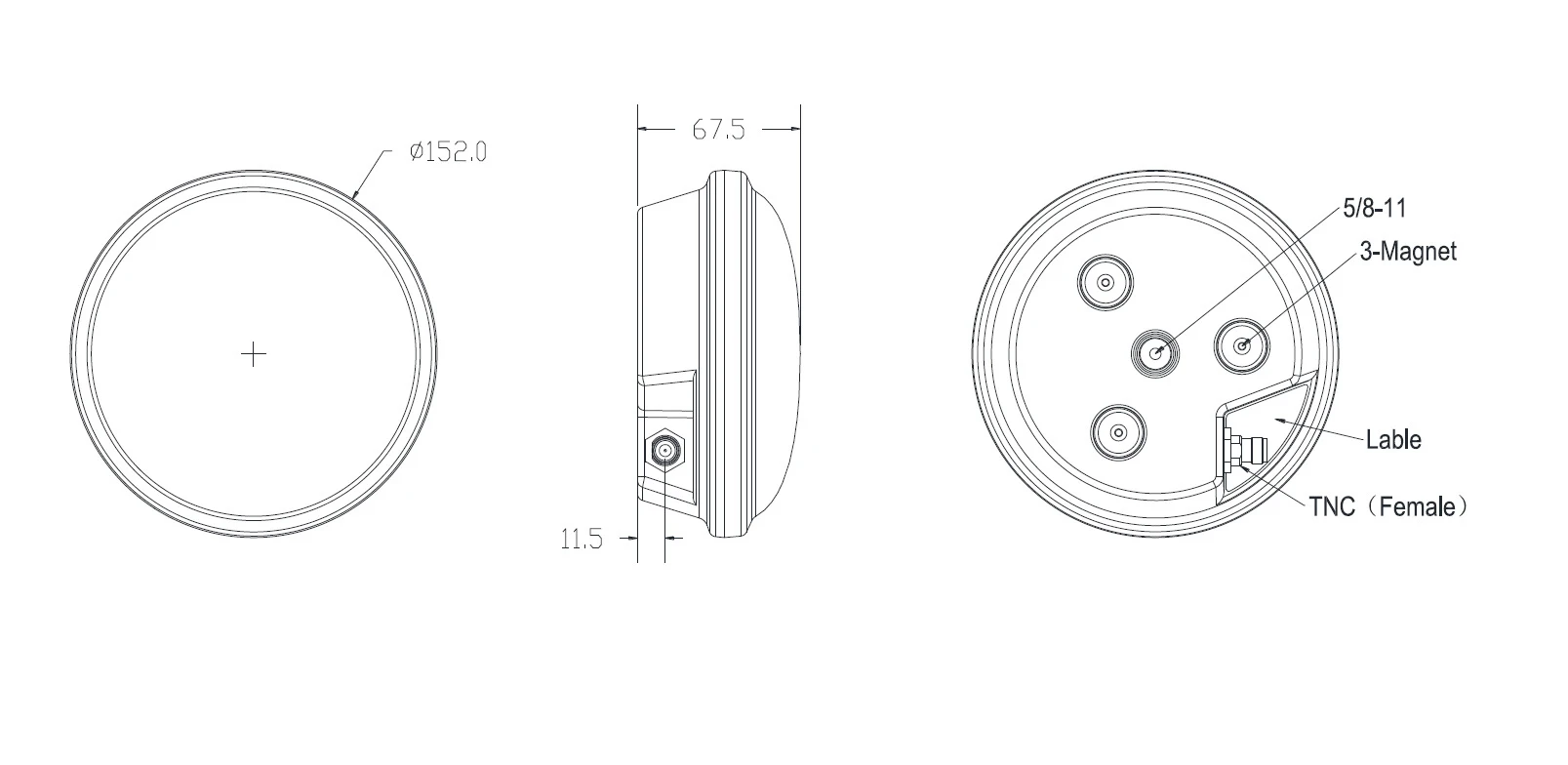 AG-35 GNSS Antenna Magnet RTK GPS L1 L2 L5 Galileo Glonass BDS Car roof For Agricultural Mapping AG35