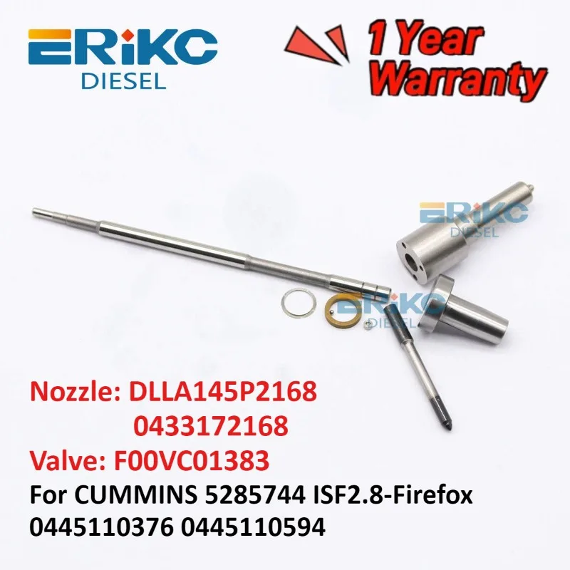 مجموعات إصلاح حاقن الديزل DLLA145P2168 0433172168 صمام F00VC01383 لـ CUMMINS 5285744 ISF2.8-Firefox 0445110376 0445110594