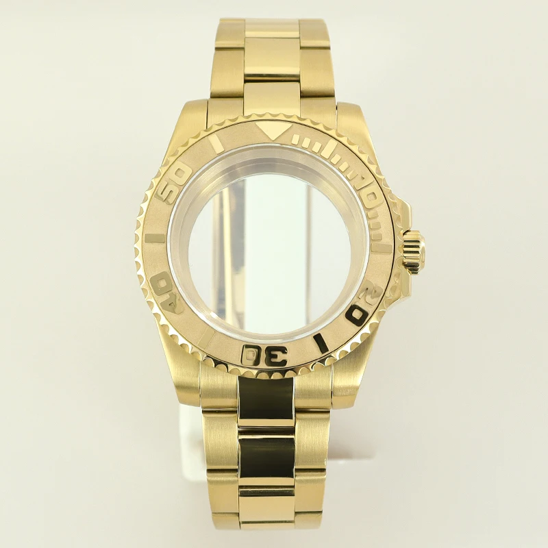 

40mm Watch Case 316L Bracelet Sapphire Glass For Seiko NH35 NH36 NH34/38 8215 2824 Movement 28.5mmDial Gold Yacht Bezel Hot Sale