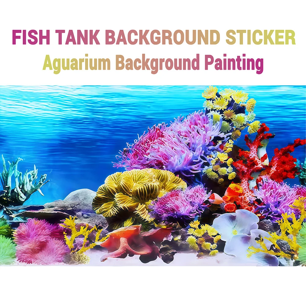 Aquarium Background, Background For Fish Tank , Coral Flower Border, Aquarium decor, Front Self-Adhesive 2D Flat Sticker