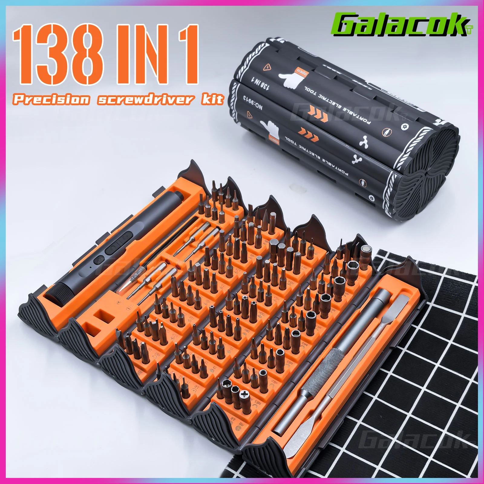 Jeu de tournevis sans fil multi-bits, 138 en 1, électrique et manuel, touristes Foy avec Philips Torx et embouts fendus pour les réparations à domicile