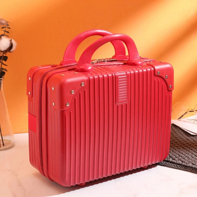 New Retro Handheld Girl Student Small Makeup Case 14 Inch ABS Luggage Mini Portable Suitcases