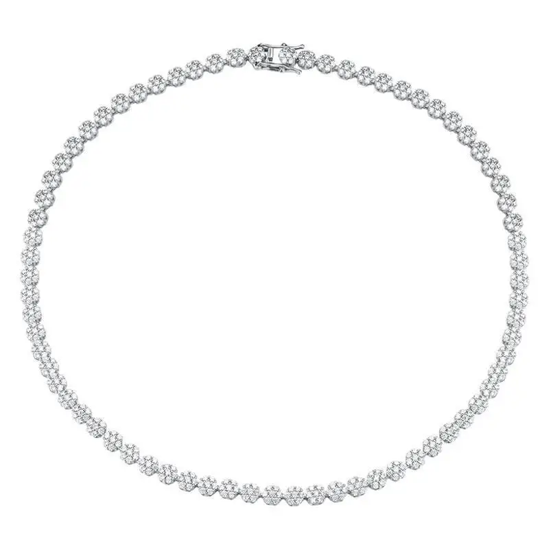 قلادات Butterflykiss مويسانيتي/زركونيا زهر البرقوق للنساء GRA معتمدة من الفضة الإسترليني عيار 925 مطلية بالفضة عيار 18 قيراط على شكل زهرة #1