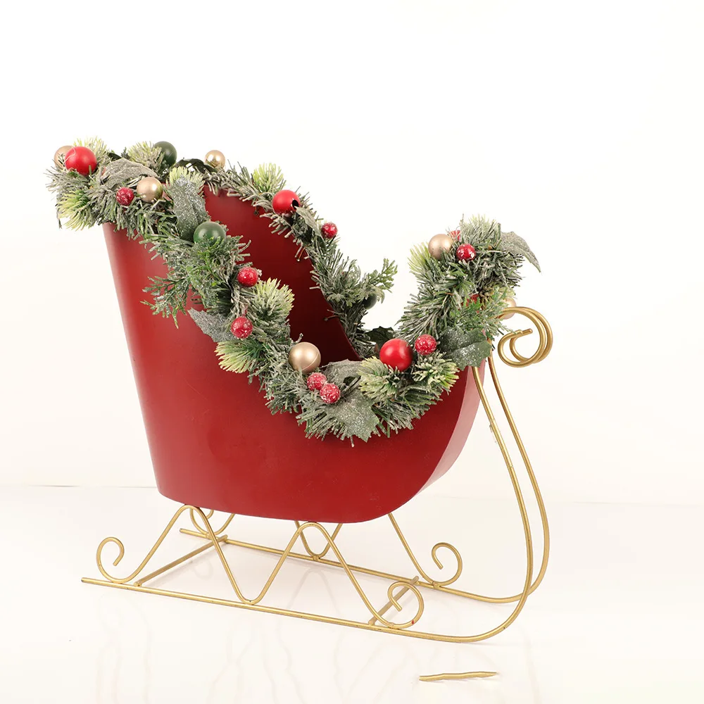 Indoor/Outdoor Christmas Sleigh Desktop Basket Festive Home Decoration - Factory Wholesale Snow View