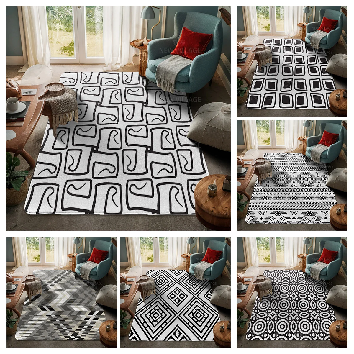 House entrance carpet Home door mat Living Room Bath Foot decoration non-slip rugs Modern geometric pattern nordic simple boho
