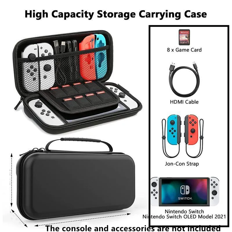 Carrying Case for Nintendo Switch OLED Nintendo Switch Shockproof Protective Shell Cover Travel Storage Bag w/8 Game Cartridges