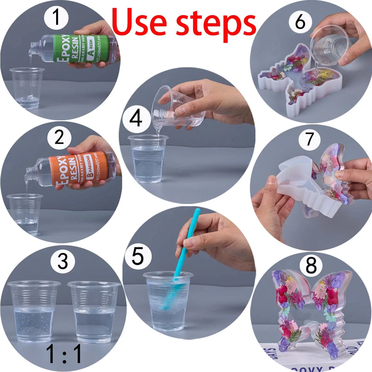 1:1 Ratio Epoxy Resin Kit Anti-Yellowing Newly Formulated Crystal Clear Epoxy Resin for Casting Molds DIY Jewelry Resin Art Tool view 4