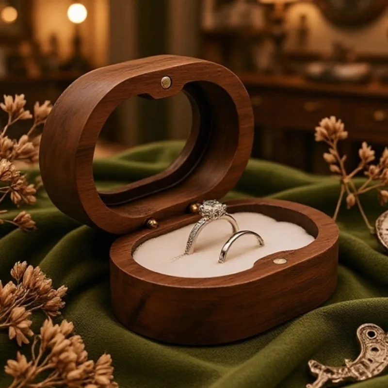 Wedding Ring Storage Box Retro Mini Ring Display Case Luxury Earring Collection Cases Portable Jewelry Organizer Packaging Boxes