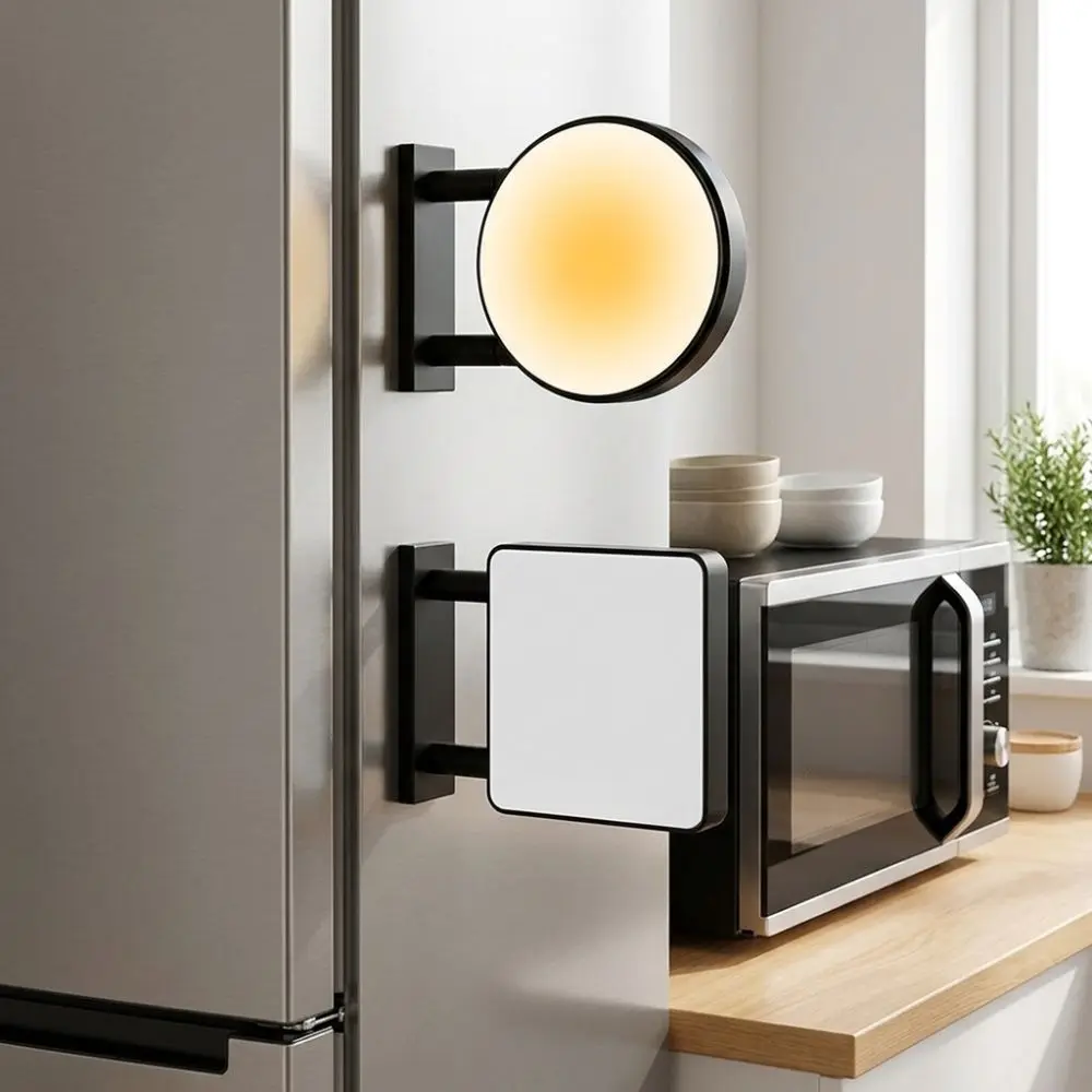 Miniature LED Refrigerator Magnet Light Sign No Pattern Energy Saving Luminous Blank Fridge Sticker Magnetic Base Round Square