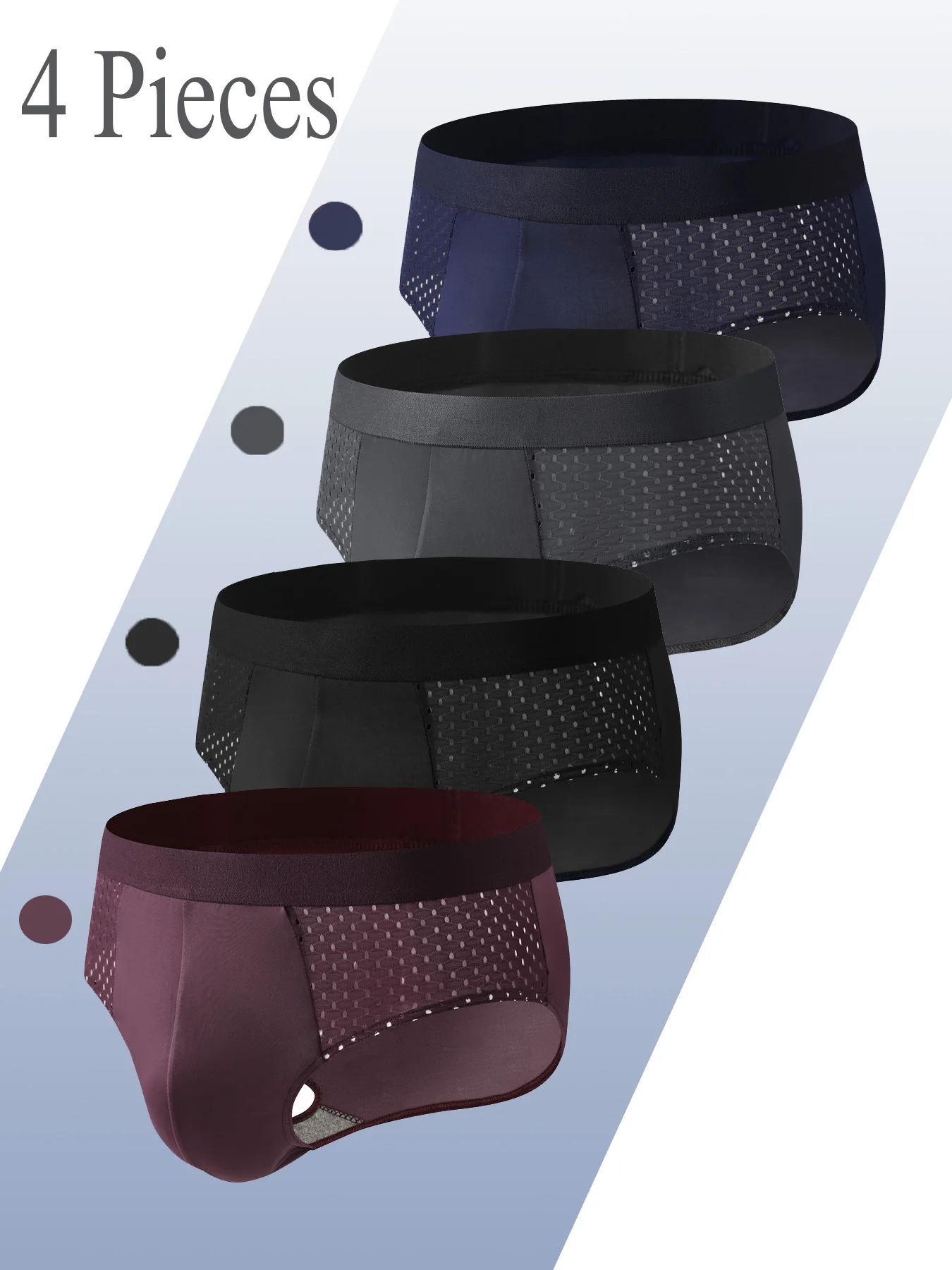 

Комплект из 4 сетчатых дышащих, модных, модных, спортивных и эластичных мужских трусов.