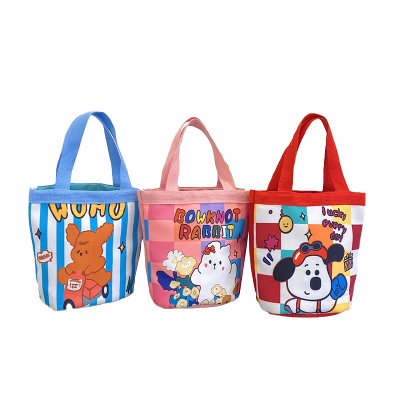 Cartoon Cute Animal Canvas o dużej pojemności torebka damska kubełkowa torba na Lunch Shopper