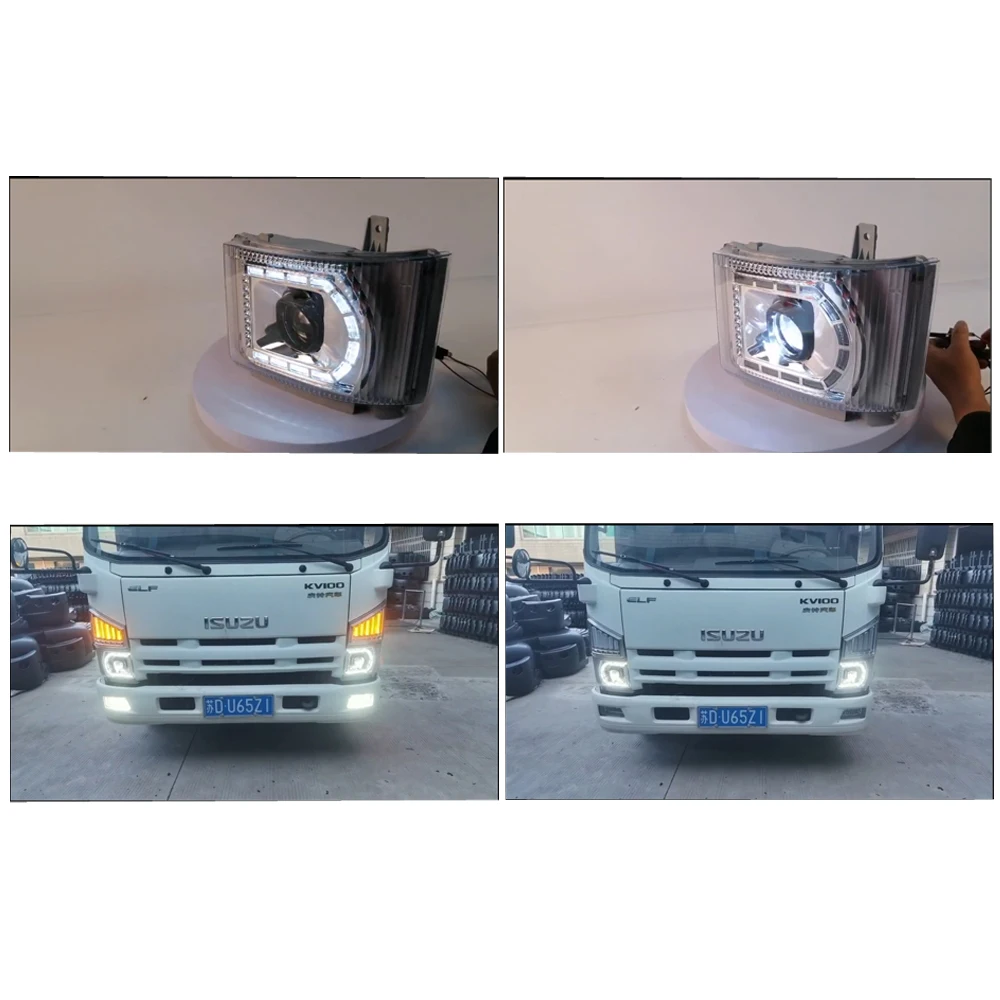 A Pair LHD Headlights Lens 700P Truck 8-98098479-1 8-98098480-0  8980984822 898098481 Daytime Running Light For Isuzu ELF