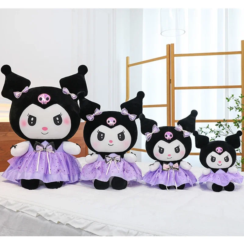 Miniso minha melodia plushies bonecas dos desenhos animados kuromi vestido de pelúcia princesa boneca travesseiro dormir brinquedos de pelúcia crianças presentes aniversário