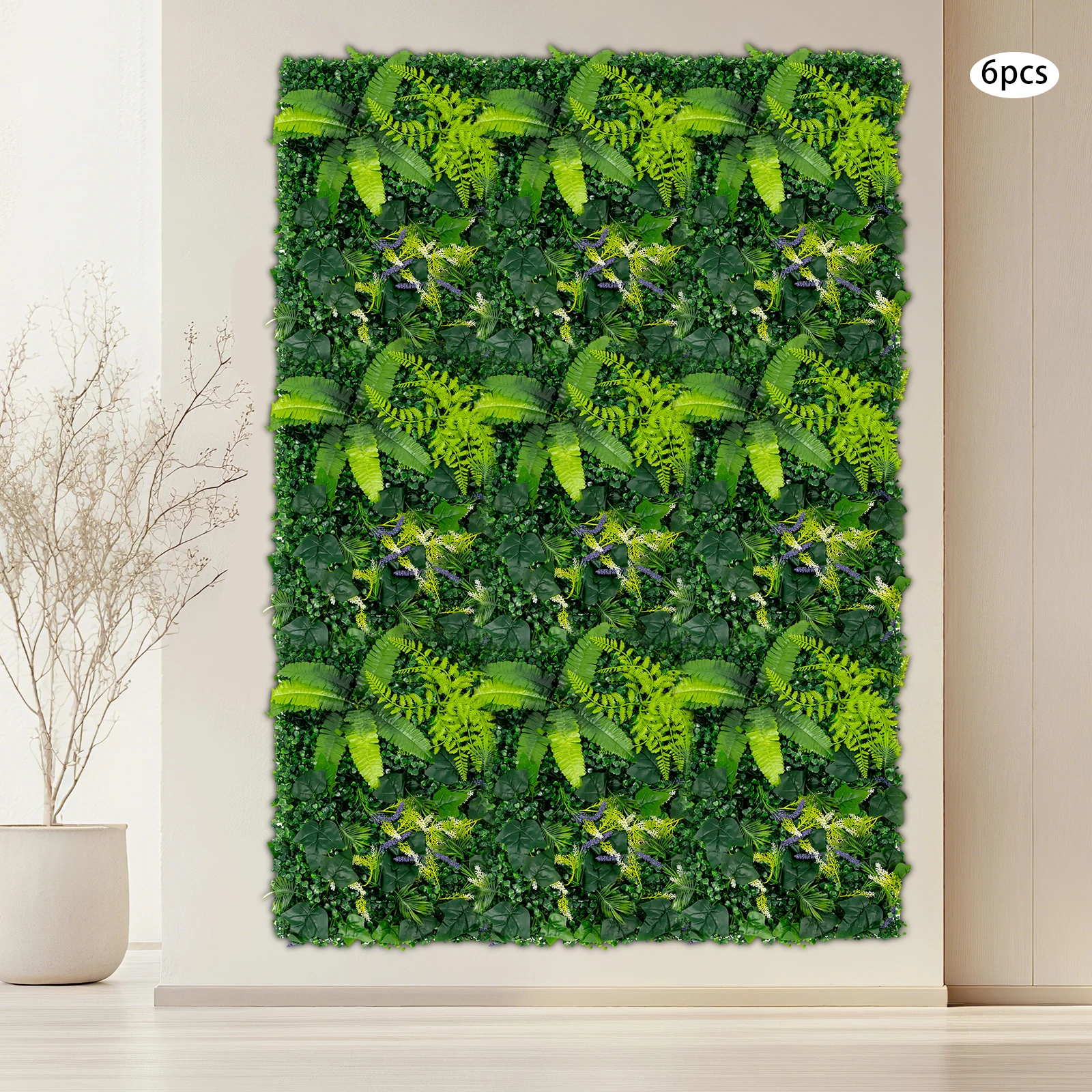 

6PCS Greenery Walls 60*40cm Artificial Greenery Wall Panels 3D Fake Plant Wall Decorative Plant Backdrop for Indoor Outdoor