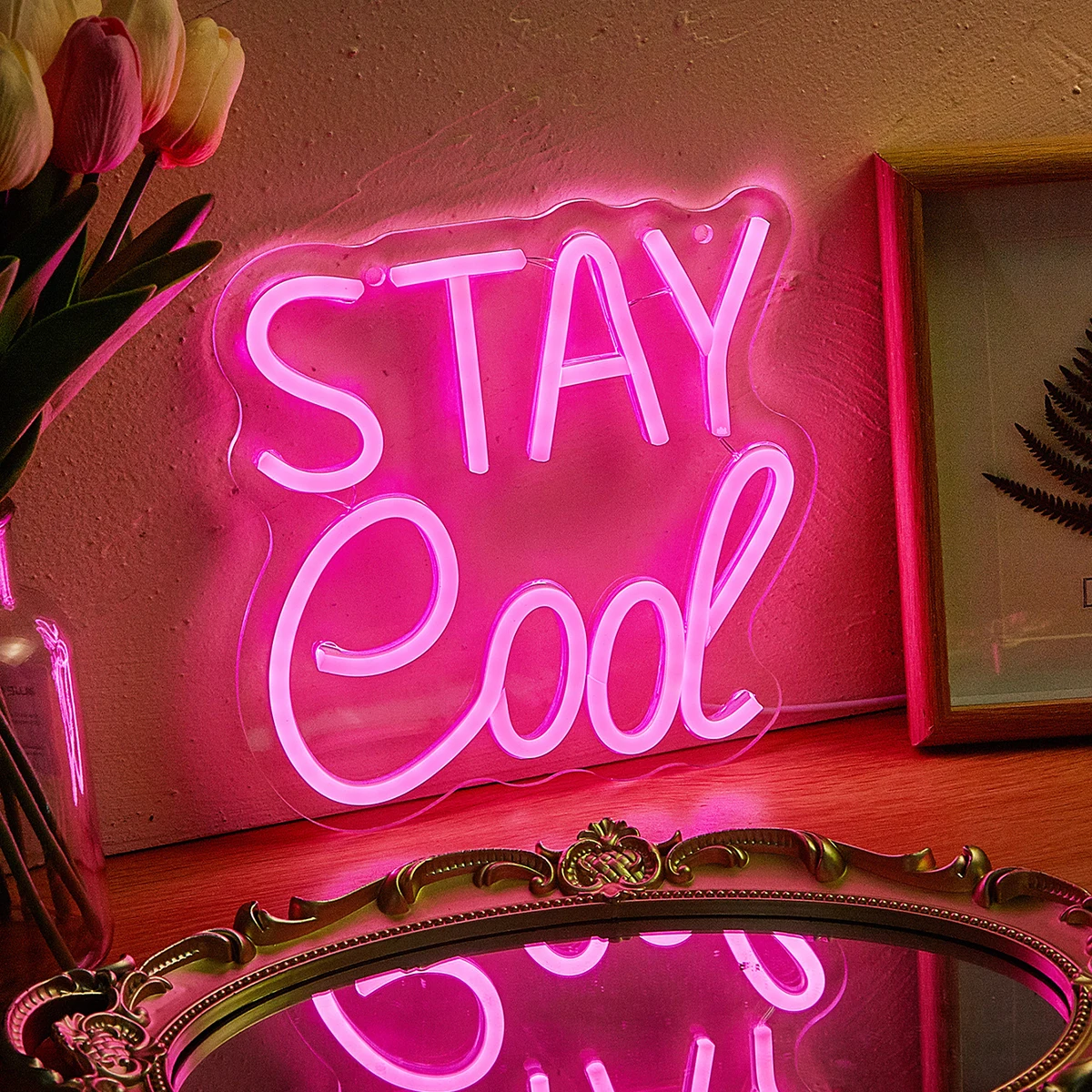 

Chi-buy светодиодный неоновый светильник Stay Cool с питанием от USB, неоновые вывески, ночник, 3D настенное искусство, декор для спальни, комнаты, лампы, знаки, подарок на день рождения