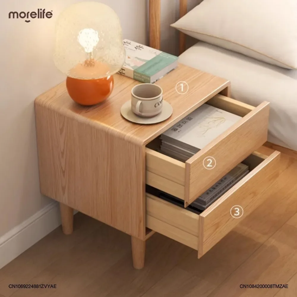 

Simple Modern Natural Wood Color Household Bedrooms Storage Cabinet Full Solid Wood Bedside Table Nightstand Furniture F01+