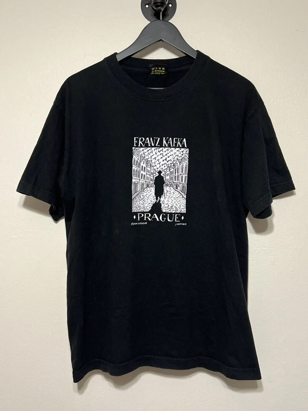 Vintage 1991 Franz Kafka Prague Art T Shirt Size XL Black