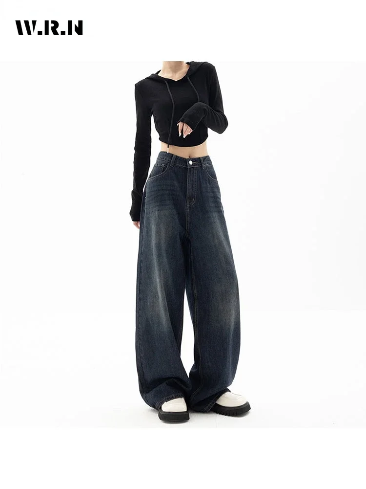 Y2K Vintage High Waist Harajuku Loose Jeans Pants Korean Fashion Women\'s Grunge Wide Leg Oversized Denim Trouser Female Clothes