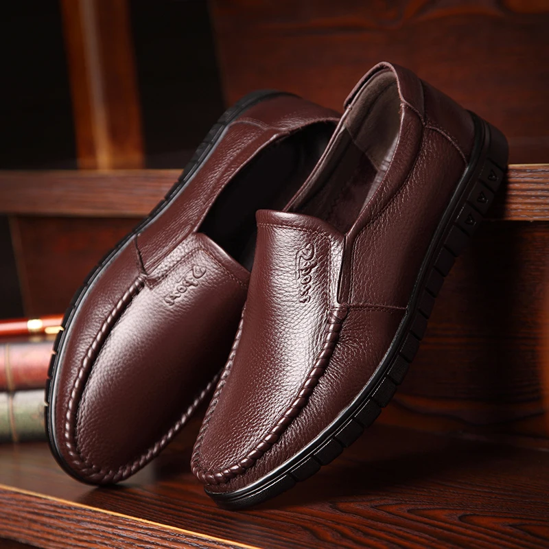 Genuine Leather Men Loafers Casual dress Shoes Men Handmade Sneakers Flat Platform Walking Shoes Outdoor Footwear