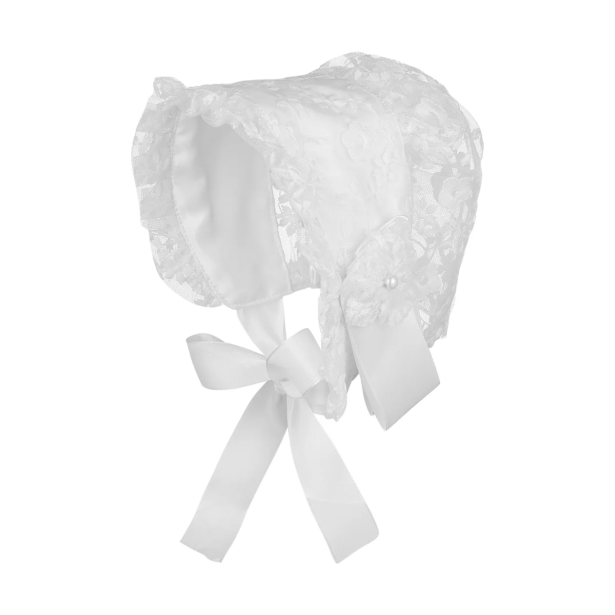 Fenical AdTosBaby-Bonnet en dentelle pour bébé, joli chapeau pour bébé âgé de 0 à 2 ans, blanc, taille moyenne