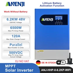 純粋な正弦波並列ソーラーインバーター,6200w,48v,mpt,230vac,統合120aソーラー充電器,pv 60-500vdc,wifi