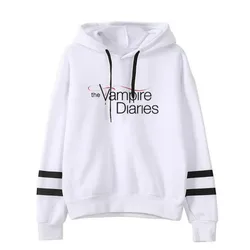 Sudaderas con capucha para mujer, ropa deportiva con estampado de los diarios de vampiro, sudadera informal de manga larga, jersey de lana, Tops