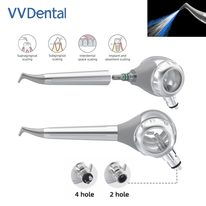 

VVDental Air Polisher Spray Jet Dental Whitening Sandblasting Gun Prophy Unit Air Water Polisher Airflow 2/4holes Dentistry Tool