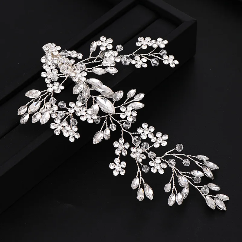 Crystal Flower Hair Clip Hairpin Headband Hairband For Women Bride Rhinestone Bridal Wedding Hair Accessories Jewelry Clip Pin