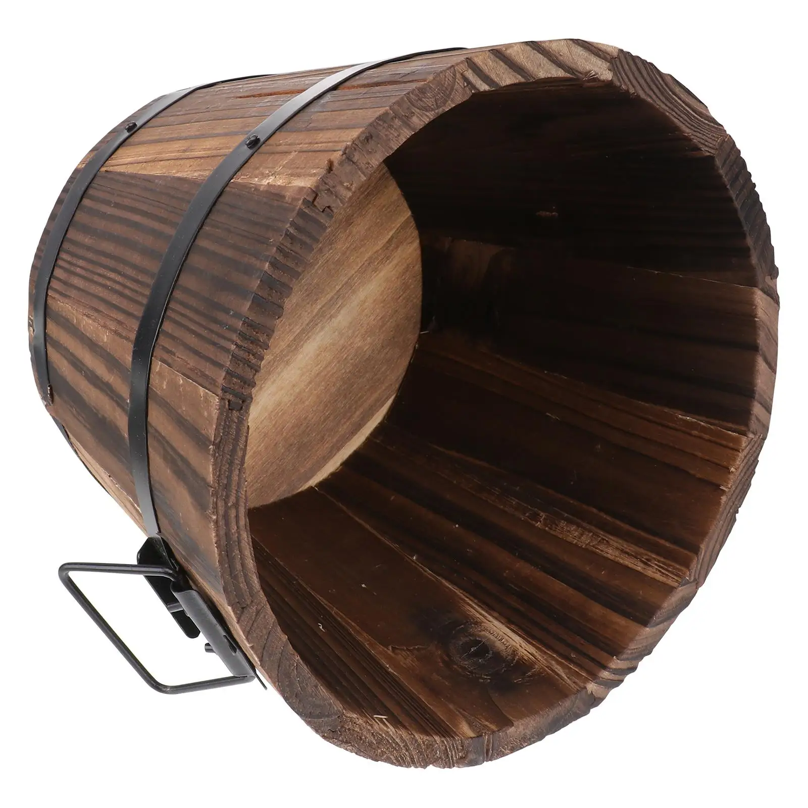 Wooden Round Flower Pot Eco Friendly Biodegradable Wear Corrosion Resistant Home Decoration Retro Planter