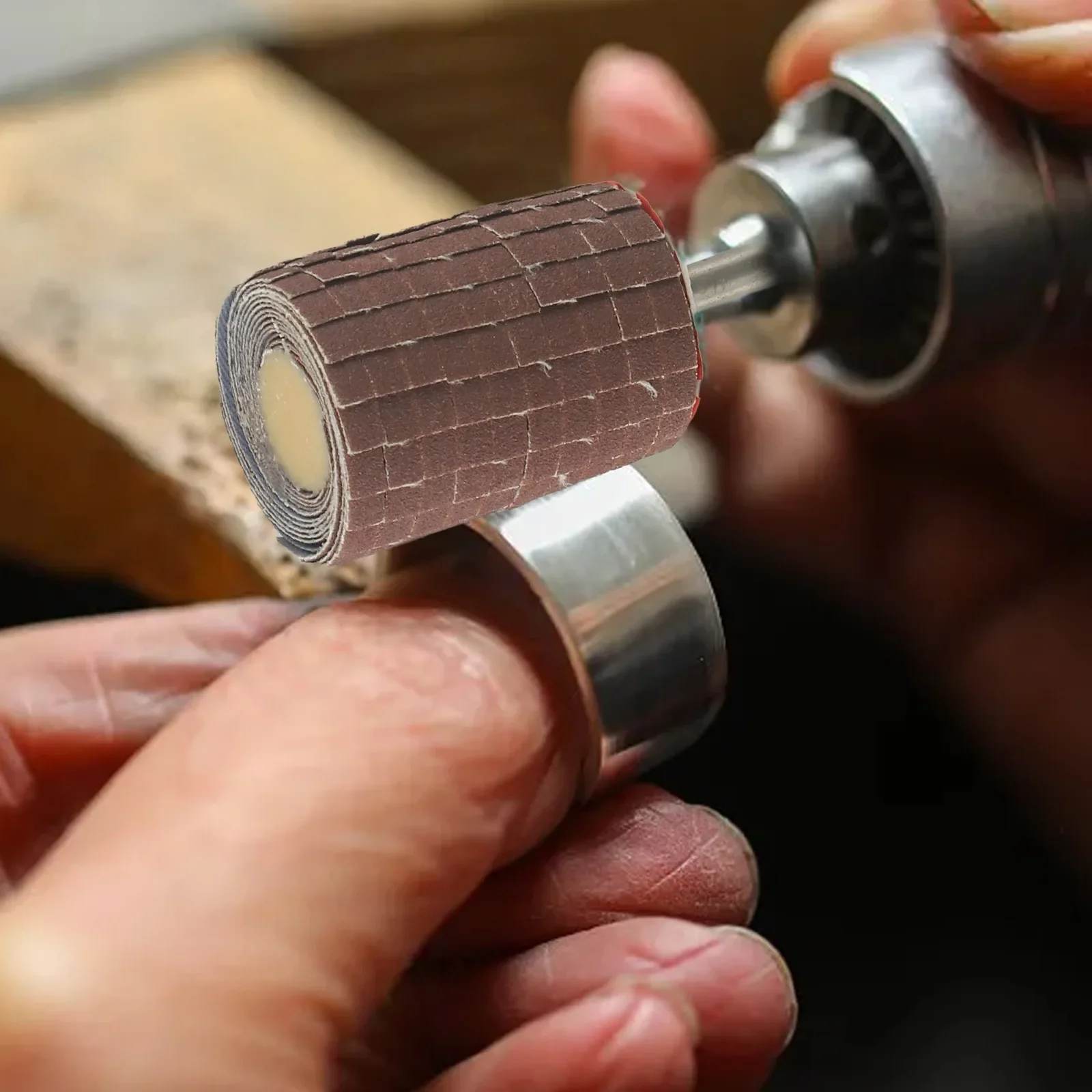 

6mm Shank Wheel Grinding Polishing Wheel 600# Grit 80# Grit Brown Color Curved And Irregular Surfaces Metal Material