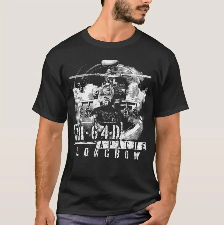 US Army Apache Longbow AH-64D Attack Helicopter T-Shirt 100% Cotton O-Neck Summer Short Sleeve Casual Mens T-shirt Size S-3XL