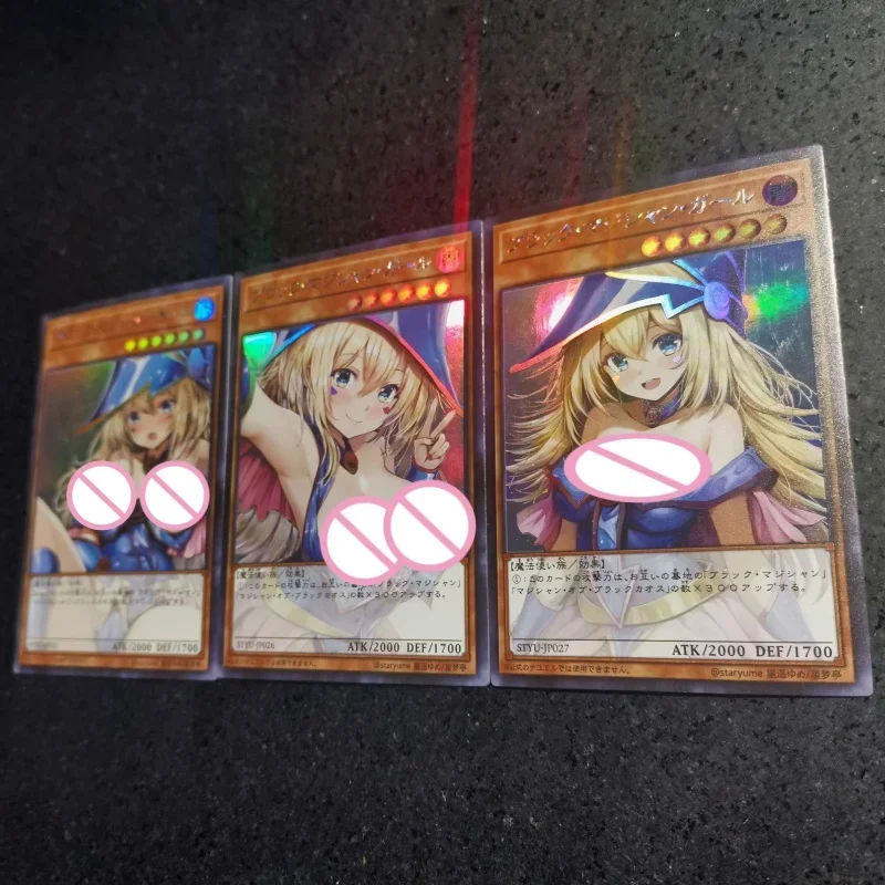 Yu-Gi-Oh! 3-sheet Flash Card Black Magician Girl Cute and Beautiful Diy Pser Action Toy Figures Anime Game Collection Gifts