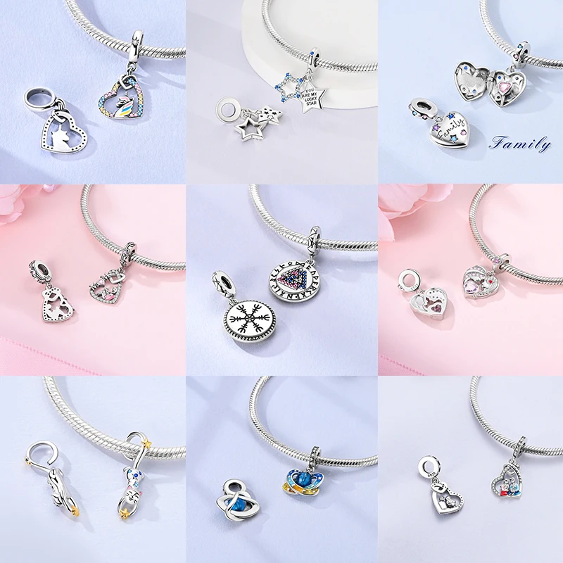 925 Sterling Silber Charm-Perlen Leuchtturm Walhai Meerjungfrau Kunstpalette Axolotl Glühwürmchen DIY Armband Halskette Geschenk für Frauen – Detail 34