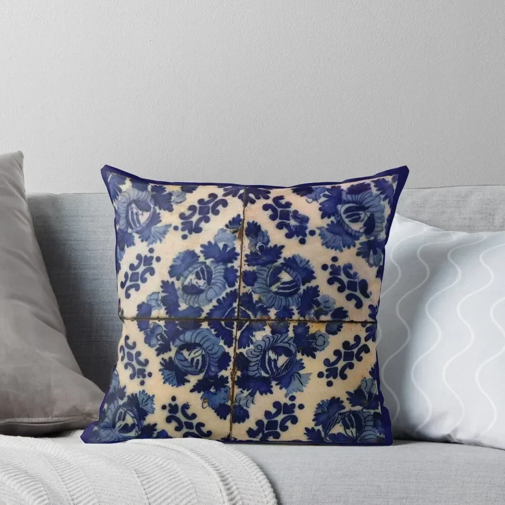 

Blue flowers tile Throw Pillow luxury sofa pillows Cusions Cover pillow