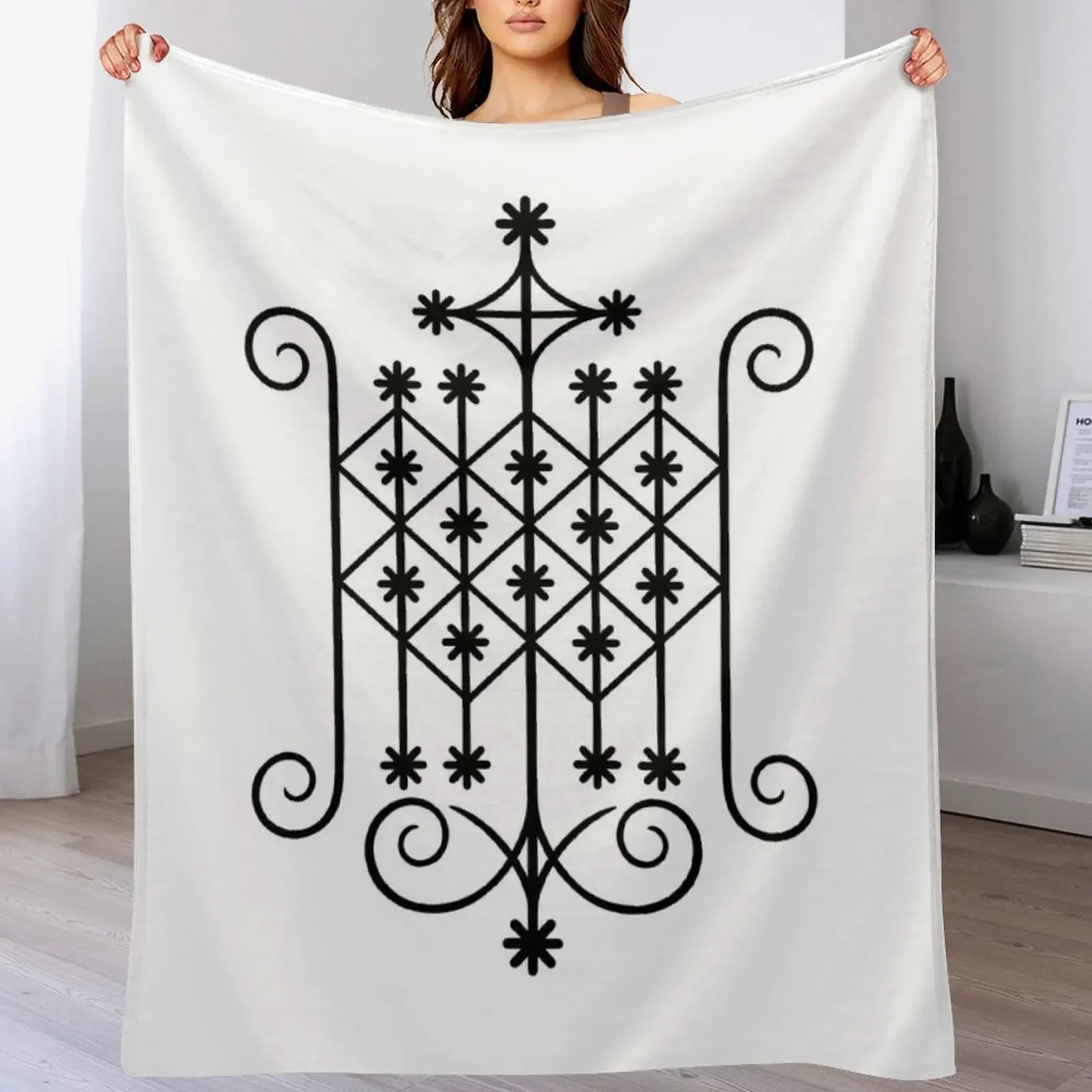 Ogun Voodoo Veve Throw Blanket Winter beds Luxury Brand Personalized Gift valentine gift ideas Blankets