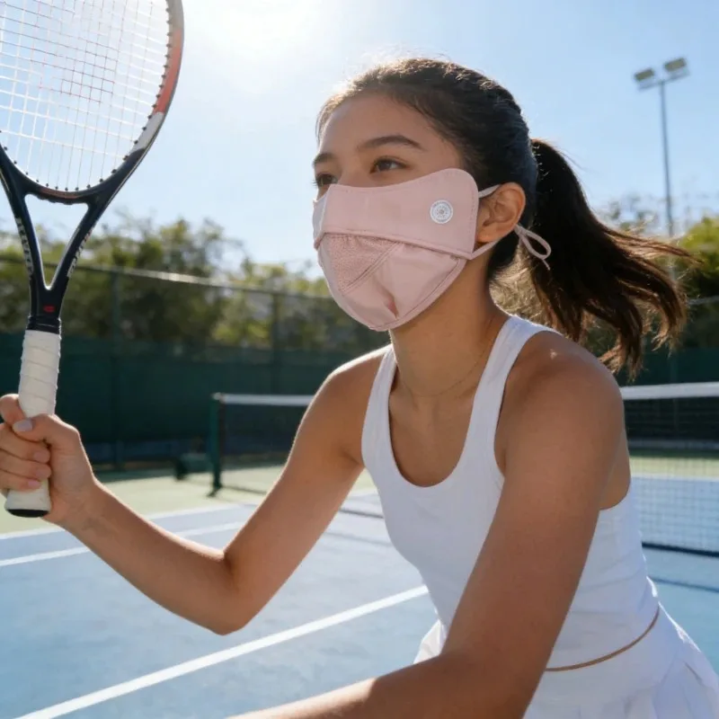 

Summer Round Label Sunscreen Mask for Women, Thin, Breathable, Eye Corner Protection, Outdoor Cycling, UV Protection Mask