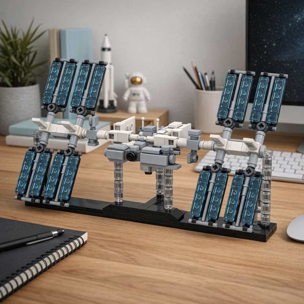 

MOC 1:480 Scale Space Station Building Blocks Small Bricks DIY Orbital Lab Assembly Model Desktop Ornament Collection