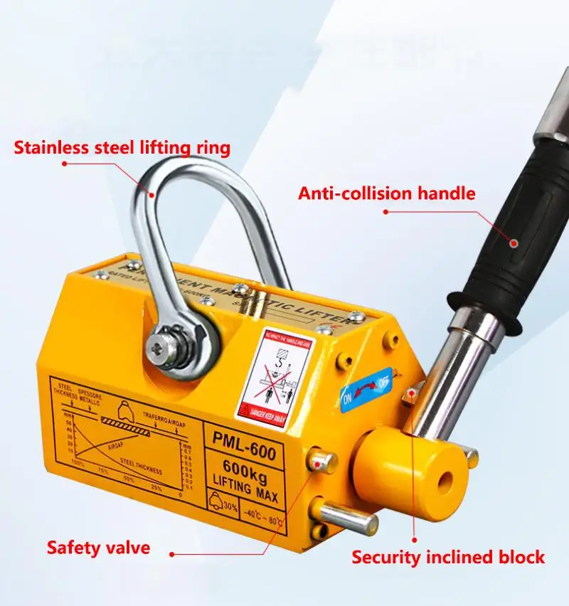 300/400กกแม่เหล็กถาวร Crane Heavy Duty เหล็กเครนรอกยกแม่เหล็กแม่เหล็กอุตสาหกรรม Chuck Magnetic Lifter