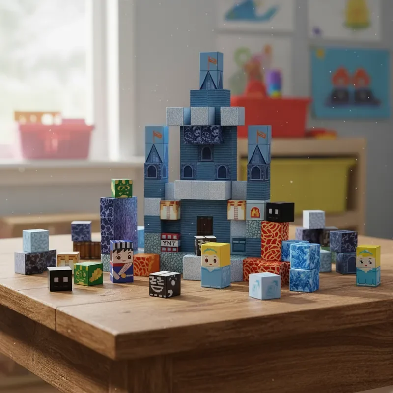 창의적인 DIY 자석 블록 100개 무료 조립 블루 캐슬 3D 장식 어린이 STEM 장난감 휴일 선물 빌딩 세트 고급 상자