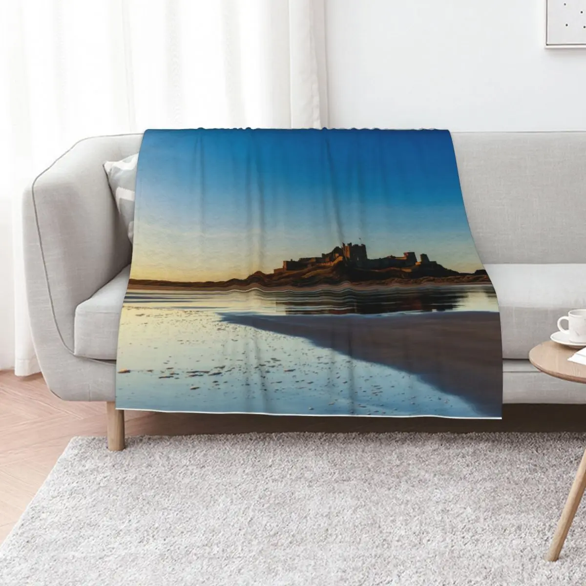 

Sunrise over Bamburgh Castle Throw Blanket Blankets Sofas Of Decoration Comforter Plush Tourist Blankets
