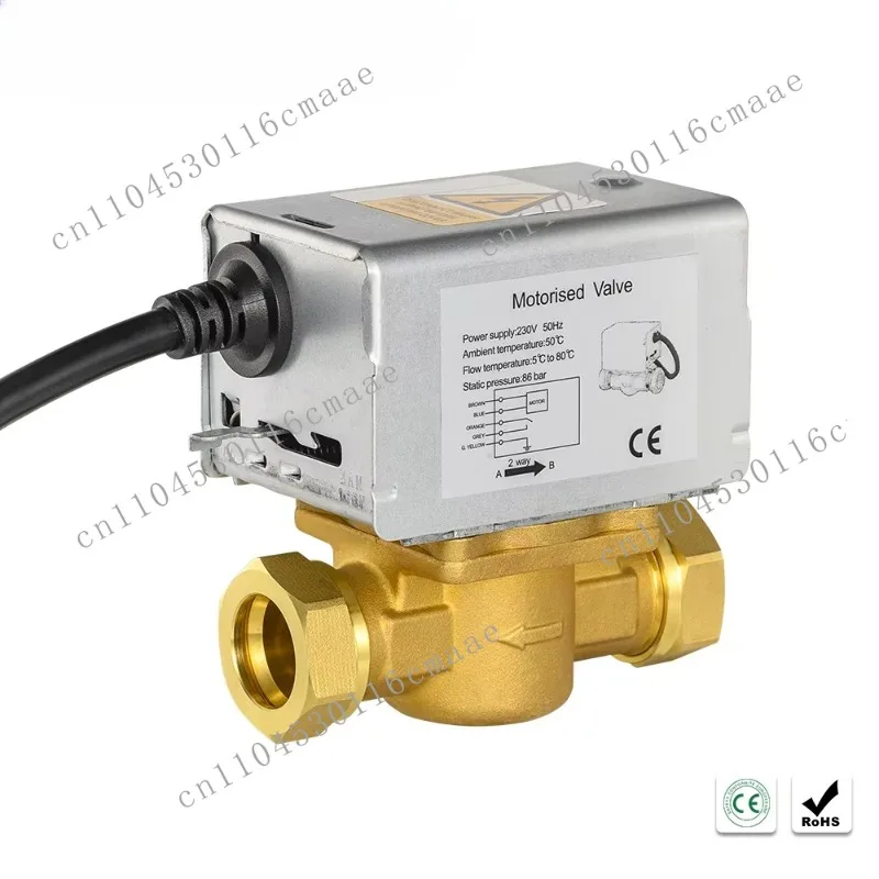 230V 2 Way Brass Motorized Zone Valve 86 Bar High Static Pressure Electric Ball Valve for HVAC Fan Coil Unit Control